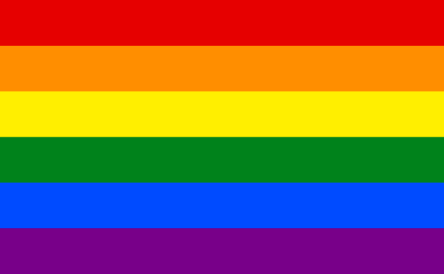 Rainbow flag with six horizontal stripes: red, orange, yellow, green, blue, and violet from top to bottom. Ideal as a vibrant footer element on Elementor designs.